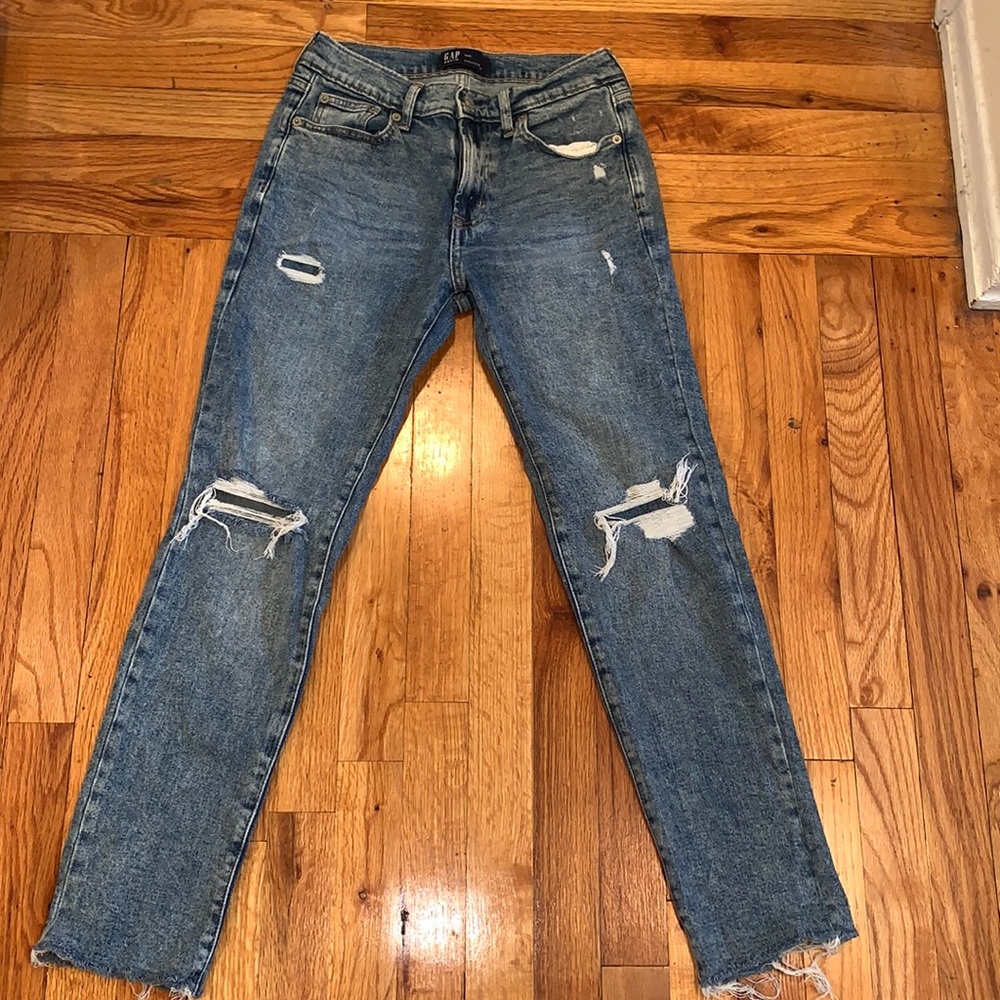 GAP girlfriend distressed denim! Like new